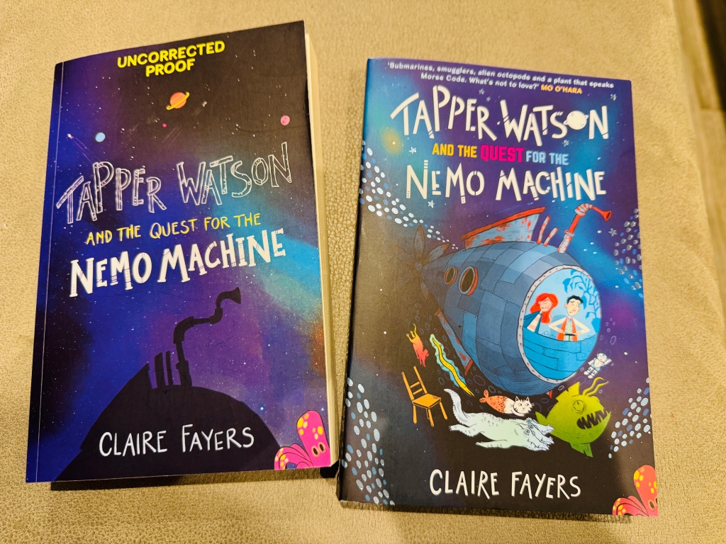 Photo of a proof copy of Tapper Watson book beside the finished edition.